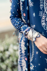 QALAMKAR - 3PC LAWN EMBROIDERED SHIRT WITH COTTON NET EMBROIDERED DUPATTA AND TROUSER - HZG2622