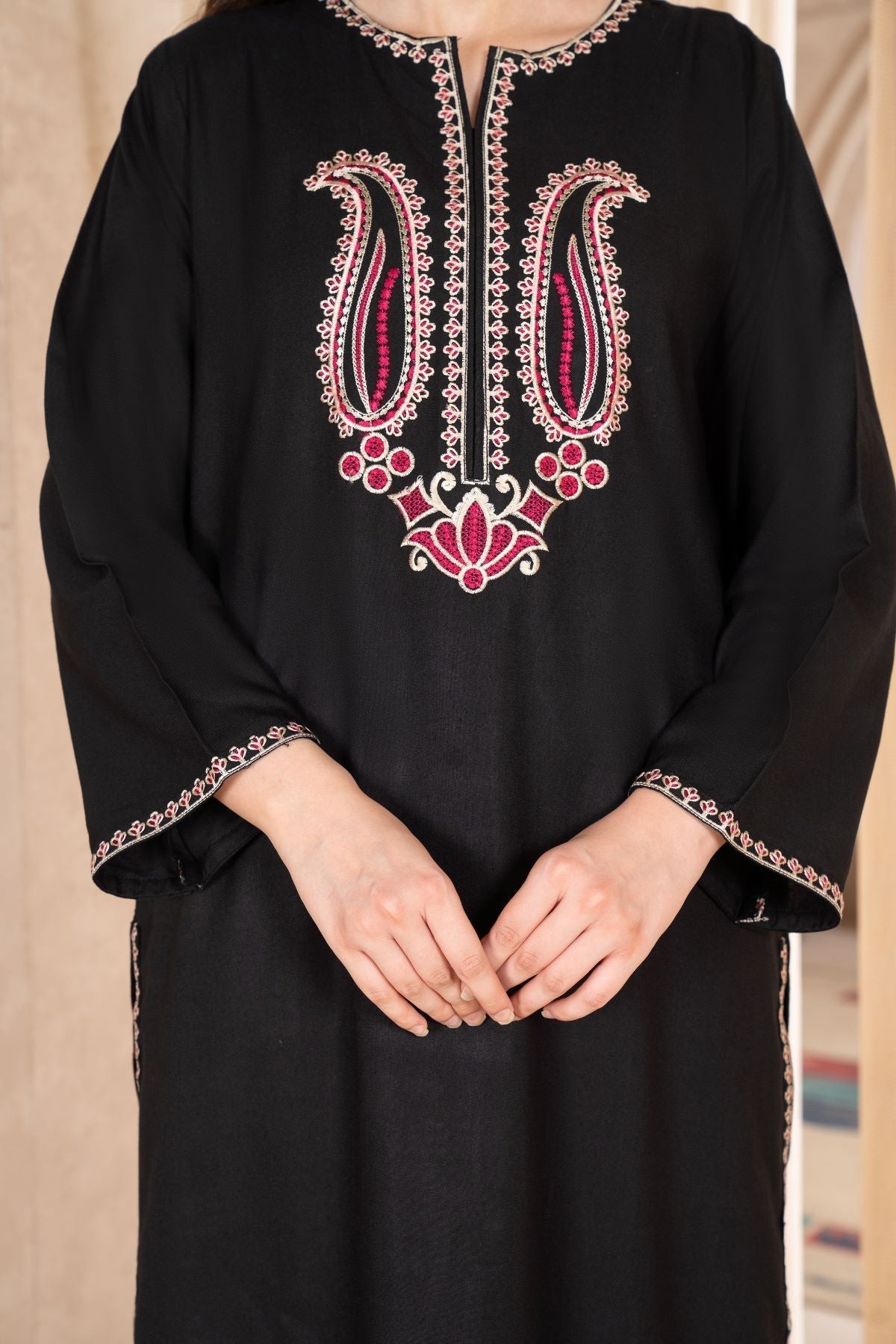 LAZULI - 2PC KHADDAR EMBROIDERED SHIRT WITH KHADDAR EMBROIDERED TROUSER - HZG1838