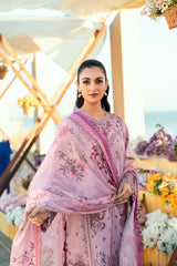 FLORENT - 3PC DHANAK EMBROIDERED SHIRT WITH TWILL PRINTED SHAWL AND TROUSER - HZG2300