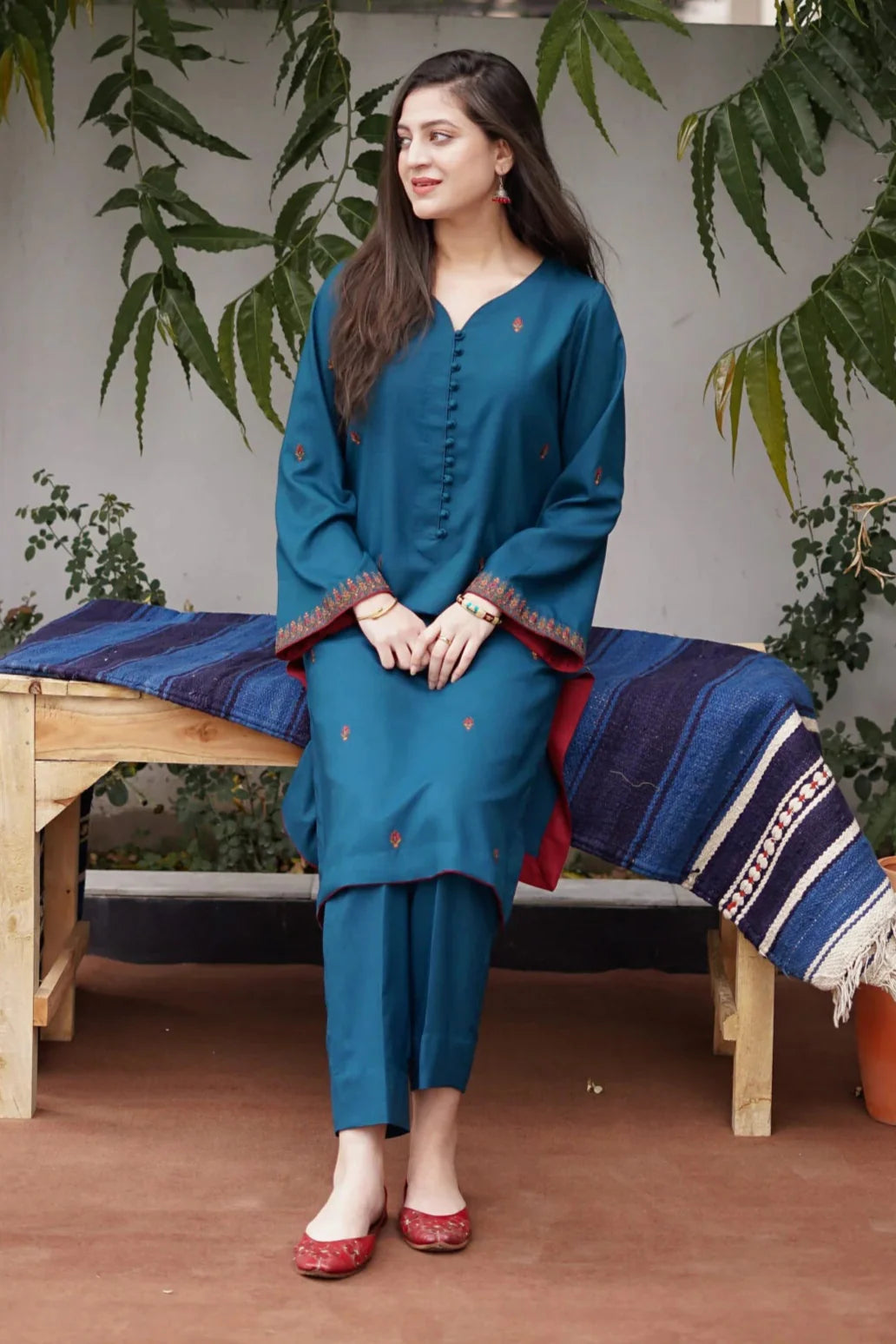 AISLING - 2PC DHANAK EMBROIDERED SHIRT AND TROUSER - HZG2394
