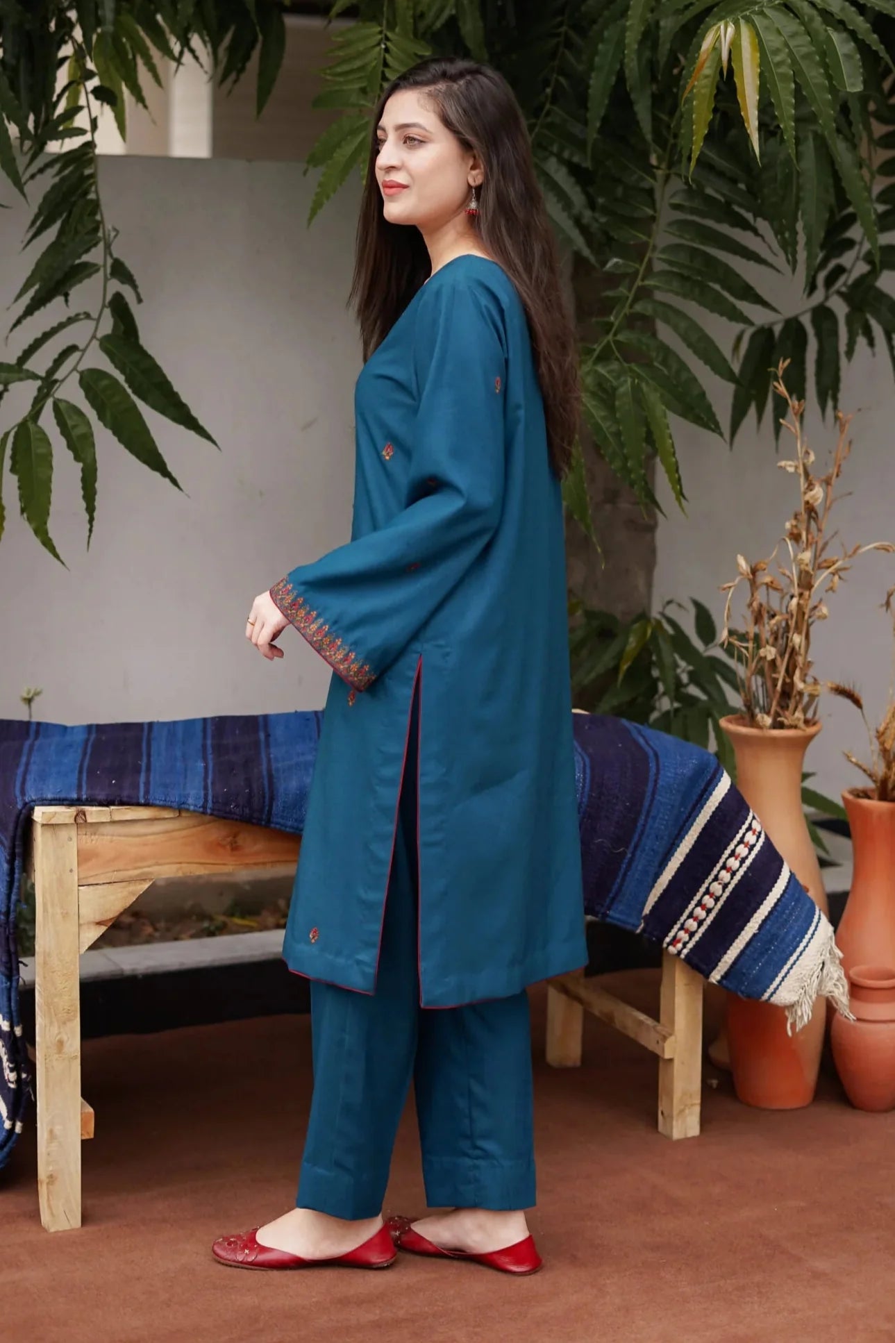 AISLING - 2PC DHANAK EMBROIDERED SHIRT AND TROUSER - HZG2394