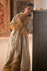 FLORENT - 3PC DHANAK EMBROIDERED SHIRT WITH DHANAK EMBROIDERED SHAWL AND TROUSER - HZG2604