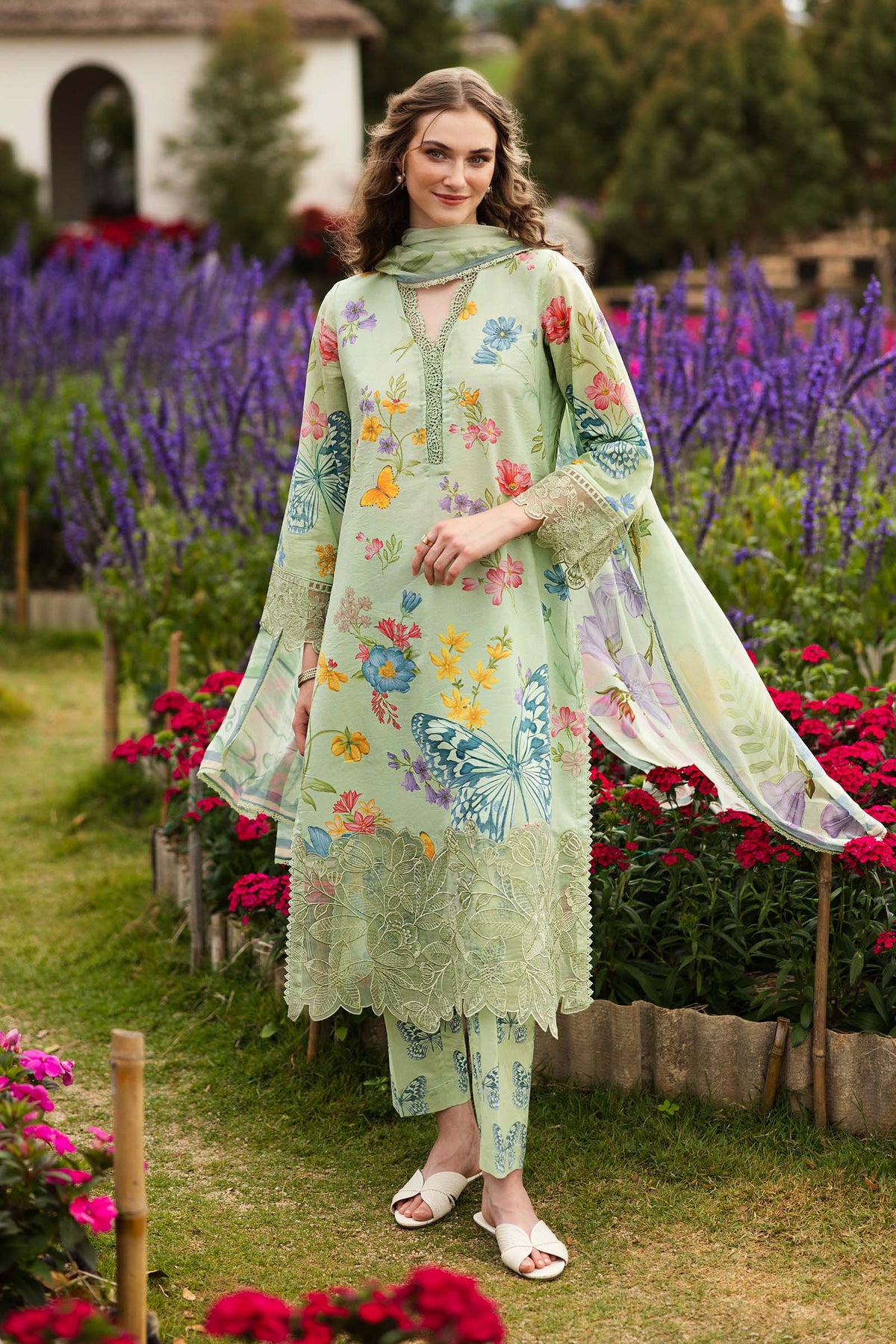MARIA.B - 3PC LAWN PRINTED SHIRT WITH SILK PRINTED DUPATTA AND TROUSER - HZG2976