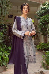 JAZMIN - 3PC DHANAK EMBROIDERED SHIRT WITH CHIFFON EMBROIDERED DUPATTA AND TROUSER - HZG2360