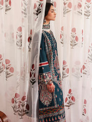 MAHNUR - 3PC LAWN LASERWORK EMBROIDERED SHIRT WITH KHADDI NET EMBROIDERED DUPATTA AND TROUSER - HZG2746