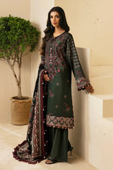 ETHNIC - 3PC DHANAK EMBROIDERED SHIRT WITH TWILL PRINTED SHAWL AND TROUSER - HZG1932
