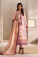 ETHNIC - 3PC LAWN EMBROIDERED SHIRT WITH MANAAR PRINTED DUPATTA  AND TROUSER - HZG2211