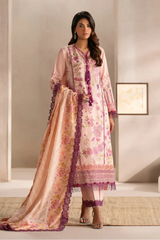ETHNIC - 3PC LAWN EMBROIDERED SHIRT WITH MANAAR PRINTED DUPATTA  AND TROUSER - HZG2211