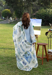 ELAF - 3PC LAWN CHIKANKAARI EMBROIDERED SHIRT WITH CHIFFON PRINTED DUPATTA AND TROUSER - HZG2822