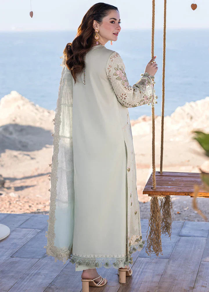 QALAMKAR - 3PC LAWN CHIKANKAARI EMBROIDERED SHIRT WITH ORGANZA EMBROIDERED DUPATTA AND TROUSER - HZG2186