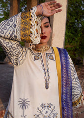 HUSSAIN REHAR - 3PC KHADDAR EMBROIDERED SHIRT WITH TWILL PRINTED SHAWL AND TROUSER - HZG2387