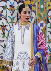 HUSSAIN REHAR - 3PC KHADDAR EMBROIDERED SHIRT WITH TWILL PRINTED SHAWL AND TROUSER - HZG2387