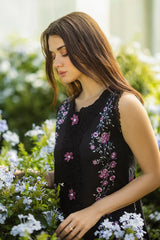 MUSHQ - 3PC DHANAK EMBROIDERED SHIRT WITH TWILL PRINTED SHAWL AND TROUSER - HZG2244