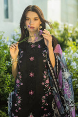 MUSHQ - 3PC DHANAK EMBROIDERED SHIRT WITH TWILL PRINTED SHAWL AND TROUSER - HZG2244