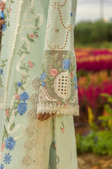 MUSHQ - 3PC DHANAK CHIKANKAARI EMBROIDERED SHIRT WITH TWILL PRINTED SHAWL AND TROUSER - HZG2278