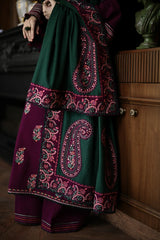 BATIK - 3PC DHANAK EMBROIDERED SHIRT WITH DHANAK EMBROIDERED SHAWL AND TROUSER - HZG2613