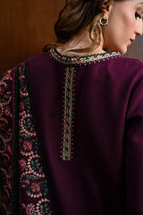 BATIK - 3PC DHANAK EMBROIDERED SHIRT WITH DHANAK EMBROIDERED SHAWL AND TROUSER - HZG2613