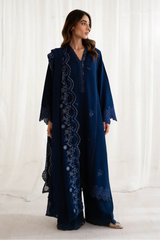 BATIK - 3PC DHANAK EMBROIDERED SHIRT WITH DHANAK EMBROIDERED SHAWL AND TROUSER - HZU2442