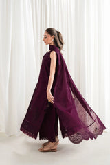 ZAIB - 3PC LAWN EMBROIDERED SHIRT WITH KHADDI NET EMBROIDERED DUPATTA AND TROUSER - HZG3053
