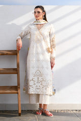 ZAIB - 3PC LAWN CHIKANKAARI EMBROIDERED SHIRT WITH SILK PRINTED DUPATTA AND TROUSER - HZG2993