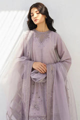 JAZMIN - 3PC LAWN EMBROIDERED SHIRT WITH ORGANZA EMBROIDERED DUPATTA AND TROUSER - HZG2863