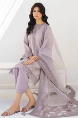 JAZMIN - 3PC LAWN EMBROIDERED SHIRT WITH ORGANZA EMBROIDERED DUPATTA AND TROUSER - HZG2863