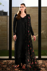 ZAIB - 3PC LAWN CHIKANKAARI EMBROIDERED SHIRT WITH CHIFFON PRINTED DUPATTA AND TROUSER - HZG2963