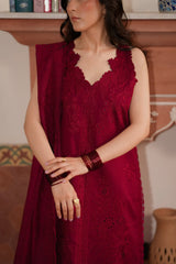 ZAIB - 3PC LAWN CHIKANKAARI EMBROIDERED SHIRT WITH MANAAR EMBROIDERED DUPATTA AND TROUSER - HZG2998