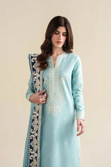 ZAIB - 3PC LAWN EMBROIDERED SHIRT WITH CHIFFON EMBROIDERED DUPATTA AND TROUSER - HZG3052
