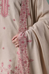 BATIK - 3PC DHANAK EMBROIDERED SHIRT WITH DHANAK EMBROIDERED SHAWL & TROUSER - HZU2565