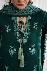 ZAIB - 3PC LAWN EMBROIDERED SHIRT WITH KHADDI NET EMBROIDERED DUPATTA AND TROUSER - HZG2824