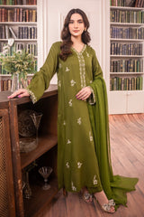 BATIK - 3PC DHANAK EMBROIDERED SHIRT WITH CHIFFON DUPATTA AND TROUSER - HZG2117