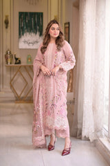 ANEELAS - 3PC LAWN CHIKANKAARI EMBROIDERED SHIRT WITH LAWN EMBROIDERED DUPATTA AND TROUSER - HZG2775