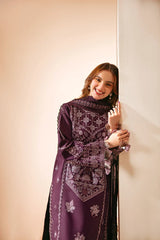 FLORENT - 3PC DHANAK EMBROIDERED SHIRT WITH DHANAK EMBROIDERED SHAWL AND TROUSER - HZG1934