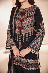 FLORENT - 3PC DHANAK EMBROIDERED SHIRT WITH DHANAK EMBROIDERED SHAWL AND TROUSER - HZG1956
