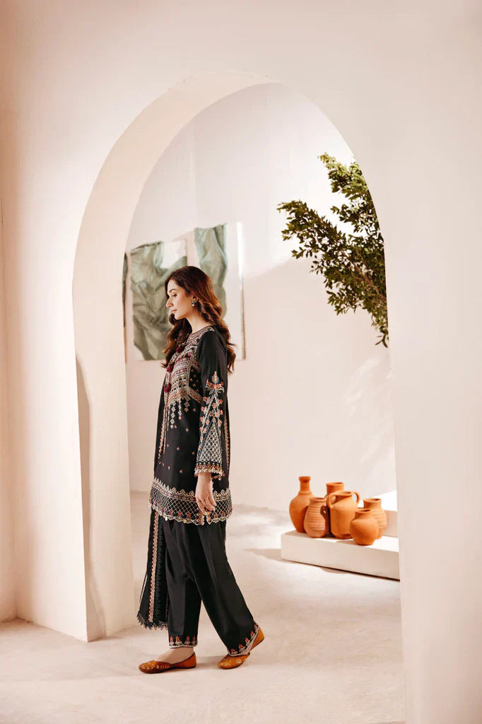 FLORENT - 3PC DHANAK EMBROIDERED SHIRT WITH DHANAK EMBROIDERED SHAWL AND TROUSER - HZG1956