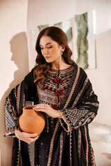 FLORENT - 3PC DHANAK EMBROIDERED SHIRT WITH DHANAK EMBROIDERED SHAWL AND TROUSER - HZG1956