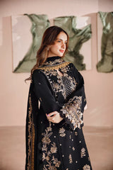 FLORENT - 3PC DHANAK EMBROIDERED SHIRT WITH DHANAK EMBROIDERED SHAWL AND TROUSER - HZG1975