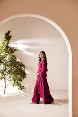 FLORENT - 3PC DHANAK EMBROIDERED SHIRT WITH DHANAK EMBROIDERED SHAWL AND TROUSER - HZG2576