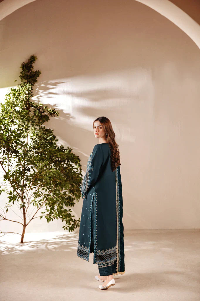 FLORENT - 3PC LAWN EMBROIDERED SHIRT WITH CHIFFON EMBROIDERED DUPATTA AND TROUSER - HZG1957