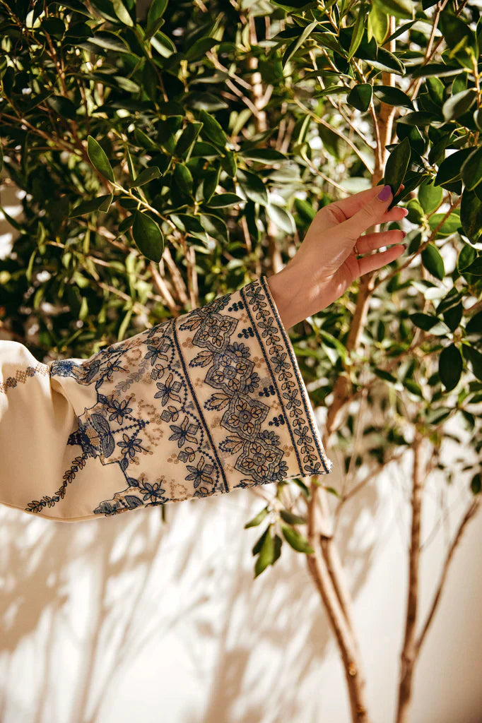 FLORENT - 3PC DHANAK EMBROIDERED SHIRT WITH DHANAK EMBROIDERED SHAWL AND TROUSER - HZG1935