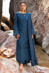 RANG RASIYA - 3PC LAWN EMBROIDERED SHIRT WITH KHADDI NET EMBROIDERED DUPATTA AND TROUSER - HZG2725