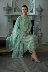 SOBIA NAZIR - 3PC LAWN EMBROIDERED SHIRT WITH CHIFFON PRINTED DUPATTA AND TROUSER - HZG2900