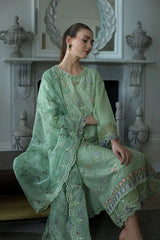 SOBIA NAZIR - 3PC LAWN EMBROIDERED SHIRT WITH CHIFFON PRINTED DUPATTA AND TROUSER - HZG2900