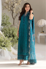 SOBIA NAZIR - 3PC DHANAK EMBROIDERED SHIRT WITH TWILL PRINTED SHAWL AND TROUSER - HZG2365