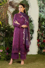SOBIA NAZIR - 3PC LAWN EMBROIDERED SHIRT WITH MANAAR PRINTED DUPATTA AND TROUSER - HZG2179
