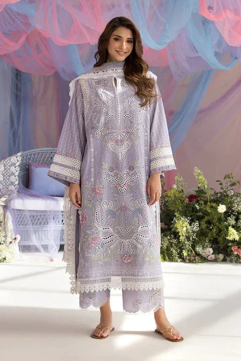 SOBIA NAZIR - 3PC LAWN CHIKANKAARI EMBROIDERED SHIRT WITH CHIFFON EMBROIDERED DUPATTA AND TROUSER - HZG2671