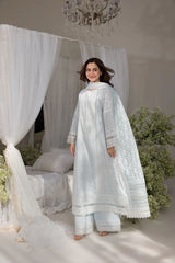 SOBIA NAZIR - 3PC LAWN EMBROIDERED SHIRT WITH CHIFFON PRINTED DUPATTA AND TROUSER - HZG2721