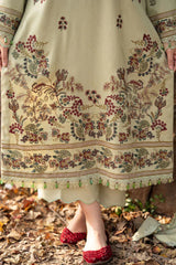 LIBAAS - 3PC DHANAK EMBROIDERED SHIRT WITH DHANAK EMBROIDERED SHAWL AND TROUSER - HZG2340