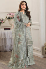 MOHAGNI - 3PC LAWN PRINTED SHIRT WITH SILK PRINTED DUPATTA AND TROUSER - HZG2935